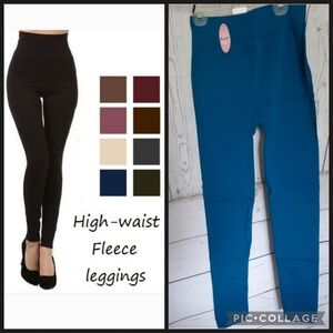 Anemone fleece lined leggings teal one size